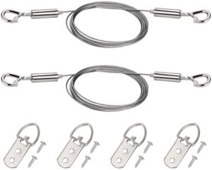 Accesorii pentru agățat tablouri |   Kit de agățare a picturilor ajustabil, 2Pcs, fir din oțel inoxidabil de 2M X1.5Mm și inele D de înaltă rezistență, suportă până la 6 livre – Ideal pentru agățarea oglinzilor, picturilor, lampilor, ghivecelor cu flori. Accesorii pentru agățat tablouri Accesorii pentru agățat tablouri