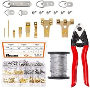 Accesorii pentru agățat tablouri |   Kit de agățare a pozelor 267Pcs 75Lb 4Lb 3Lb 2Lb 1Lb, cârlige pentru agățat poze, sârmă pentru agățat poze de 5M, suporturi în formă de D cu șuruburi, kit de accesorii pentru agățarea ramelor de poze cu cutter de cablu. Accesorii pentru agățat tablouri Accesorii pentru agățat tablouri