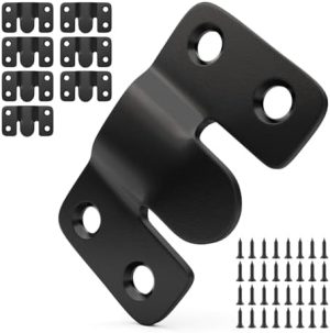 Accesorii pentru agățat tablouri |   Set de 8 suporturi tip cleat francez negre, kit de unelte pentru agățat tablouri interconectabile, hardware din oțel inoxidabil pentru agățat oglinzi, suport de perete montat la nivel, cârlig de agățat pentru rame de artă (4 găuri) Accesorii pentru agățat tablouri Accesorii pentru agățat tablouri