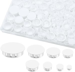 Conectori hardware |   18 Piese 8 Dimensiuni Dopuri Albe din Plastic, Dopuri Albe pentru Găuri, Dopuri pentru Găuri Rotunde, Dopuri pentru Găuri de Tip Knockout pentru Găuri Rezervate în Dulapul de Bucătărie, 1/4″, 5/16″, 3/8″, 1/2″, 5/8″, 3/4″, 7/8″, 1″ Conectori hardware Conectori hardware