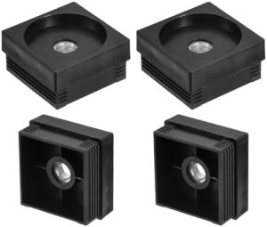 Conectori hardware |   4Pcs Inserții din Tuburi Plastice Filetate cu Filet M12, pentru Tuburi Pătrate cu Dimensiunea de 2.36″ X 2.36″, Dopuri Reglabile din Plastic Negru pentru Casteri, Inserții pentru Scaune, Capace pentru Picioarele Mobilierului. Conectori hardware Conectori hardware