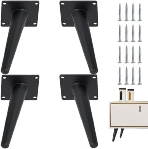 Fierărie pentru mobilă |   4Pcs Picioare Conice Înguste Matte Negre de 6 Inch pentru Mobilier, Picioare Metalice de Stil Modern din Mijlocul Secolului, Kit de Picioare Inclinate de Înaltă Capacitate pentru Canapea, Masă de Cafea, Birou, Comodă, Sofă, Scaun Fierărie pentru mobilă Fierărie pentru mobilă