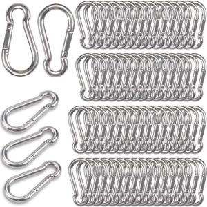 Instantanee |   100Pcs Clips Carabină M6, Clip cu Arc de Înaltă Rezistență, 2.36 Inch, Link Rapid pentru Chei, Clips Argintii pentru Lesa Câini, Camping în Aer Liber, Leagăn, Hamac, Drumeții, Capacitate de 260Lbs Hardware Instantanee