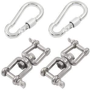 Instantanee |   2Pcs Conectori cu Ureche M6 cu Răsucire + 2Pcs Carabină cu Arc, 34 Inel Răsucit din Oțel Inoxidabil, Dispozitiv de Prindere cu Ureche pentru Accesorii de Suspendare Hardware Instantanee