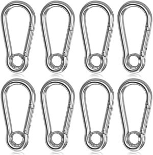 Instantanee |   8 Piese Clips din Oțel Inoxidabil Carabină, Carabină Greu cu Mecanism Rapid de Prindere, Cârlige Metalice pentru Chei de 2.38 Inch pentru Activități Exterioare și Interioare, Pescuit, Drumeții, Camping, Rucsac, Lesa pentru Câini, Călătorii Hardware Instantanee