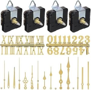 Mecanism de ceas |   Kit mecanism ceas cu quartz 4Pcs, kit cifre pentru ceas, mecanism de mișcare a ceasului cu quartz fără ticăit, mecanism DIY pentru ceas cu 6 seturi de ace pentru ceas, kit motor DIY pentru ceas (aurie) Hardware Mecanism de ceas