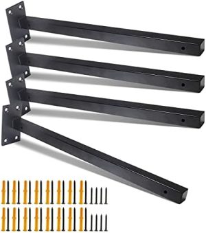 Suporturi și Bracket-uri pentru Rafturi |   4 Piese Suporturi pentru Rafturi Suspendate de 14 Inch, Suporturi Blind Rezistente, Brackets Ascunse din Oțel Inoxidabil pentru Rafturi din Lemn Suspendate, Negru Hardware Suporturi și Bracket-uri pentru Rafturi