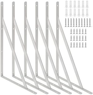 Suporturi și Bracket-uri pentru Rafturi |   Suport Raft 6Pack 16 Inch, Suporturi Triunghiulare pentru Rafturi de Încărcare Mare, Suport de Montare pe Perete cu Unghi Drept, Colțar din Fier Rustic cu Șurub pentru Rafturi din Lemn Suspendate, Alb Hardware Suporturi și Bracket-uri pentru Rafturi