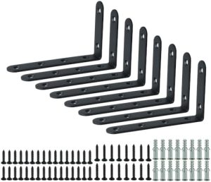 Suporturi și Bracket-uri pentru Rafturi |   Suporturi pentru rafturi flotante, suport negru pentru rafturi, suport L de înaltă capacitate, colțar pentru susținere, suport unghiular pentru agățat, 5×3 inci, pachet de 8. Hardware Suporturi și Bracket-uri pentru Rafturi