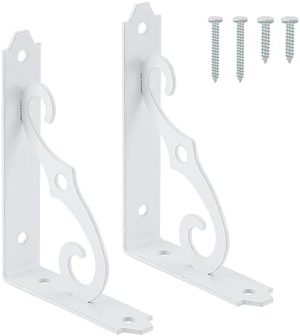 Suporturi și Bracket-uri pentru Rafturi |   Acasă Master Hardware Brackete Decorative pentru Rafturi 5X3-1/2 In Montate pe Perete Suport pentru Rafturi Suspendate L Suport Robuste pentru Colț, Bracket de Unghi Drept pentru DIY Rafturi Deschise cu Șuruburi Alb 2 Buc. Hardware Suporturi și Bracket-uri pentru Rafturi